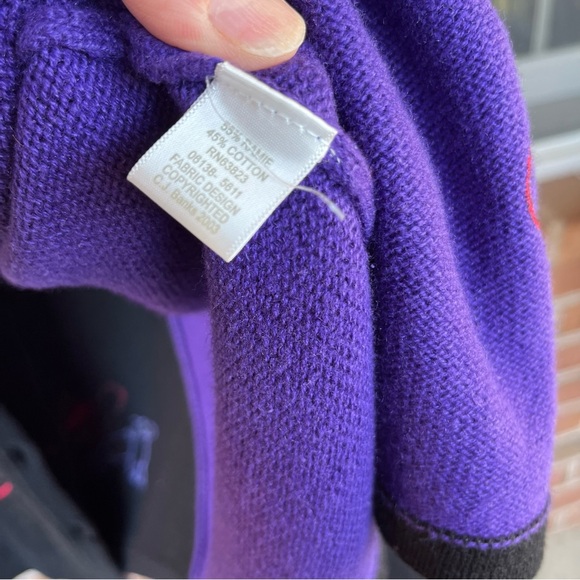 Whimsical purple and black Red Hat Society button-down cardigan. Size XL-1X - Picture 3 of 10